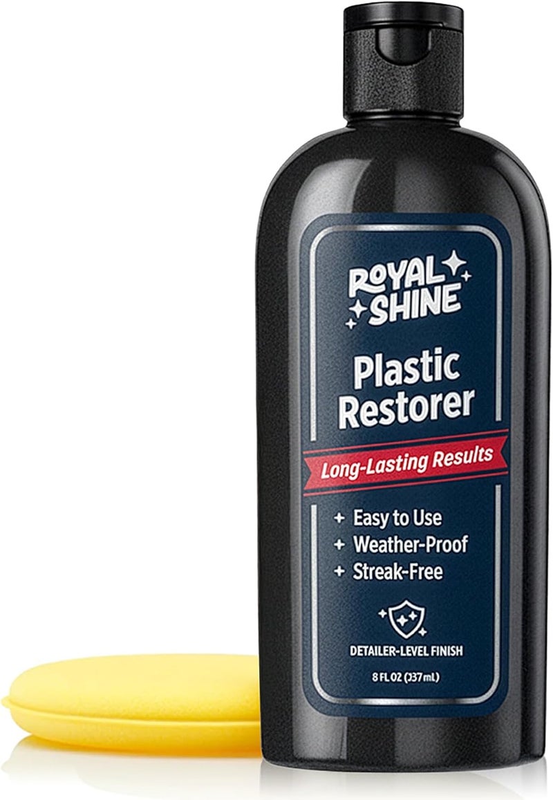 Tiered purchase options Plastic Restorer – Restores Faded Plastic, Rubber and Vinyl, Deep Black Shine with Long-Lasting UV Protection, Easy Trim Restoration Formula with Foam Applicator, 8oz Batch consistent craftsmanship - Image 1