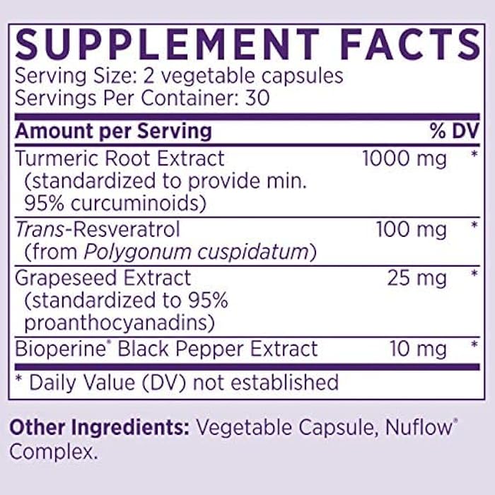 NAOMI Turmeric + Resveratrol 1000mg - Supports Healthy Inflammatory Response, Joint Comfort & Cardiovascular Wellness - 95% Curcuminoids, BioPerine® Enhanced Absorption, Non-GMO, Vegan, 30-Day Supply - Image 2