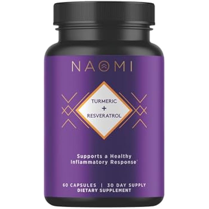 NAOMI Turmeric + Resveratrol 1000mg - Supports Healthy Inflammatory Response, Joint Comfort & Cardiovascular Wellness - 95% Curcuminoids, BioPerine® Enhanced Absorption, Non-GMO, Vegan, 30-Day Supply - Image 1