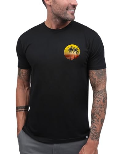 INTO THE AM Meta Beach II Graphic Tee for Men - Short Sleeve Design T-Shirts (Black, Large) - Image 1