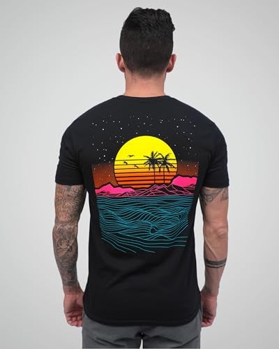 INTO THE AM Meta Beach II Graphic Tee for Men - Short Sleeve Design T-Shirts (Black, Large) - Image 2