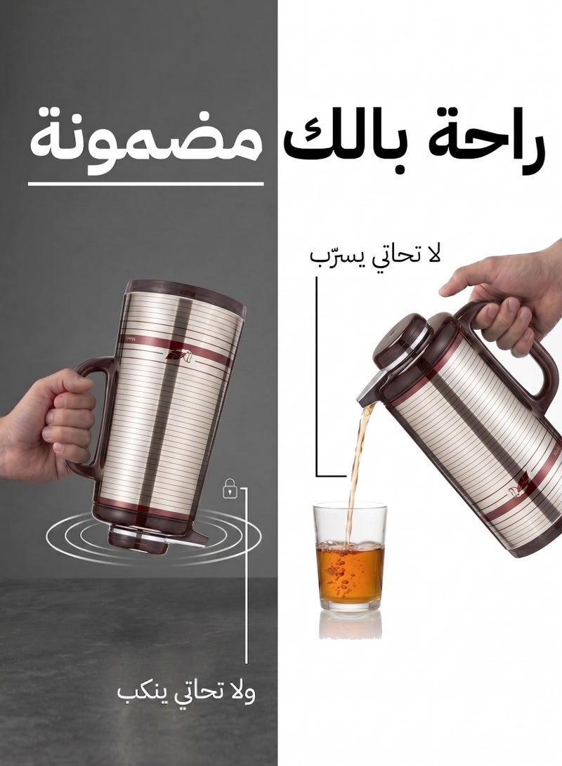 بيكوك ترمس مصنوع في اليابان | ترمس مزدوج الجدار من الفولاذ المقاوم للصدأ SUS304 | يحافظ على المشروبات ساخنة أو باردة لمدة 24 ساعة | تصميم مريح مانع للتسرب | 1.9 لتر - Image 3