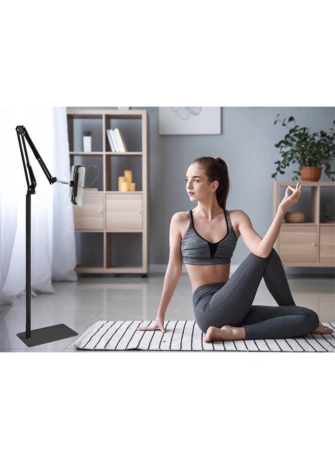 Generic - Pad Tablet Holder for Bed - Arm Height Adjustable Tablet Floor Stand Metal 360° Rotating Pad Clamp Mount for Pad, Kindle Reading and Other 4.7~12.9'' Phones and Tablets - Image 1