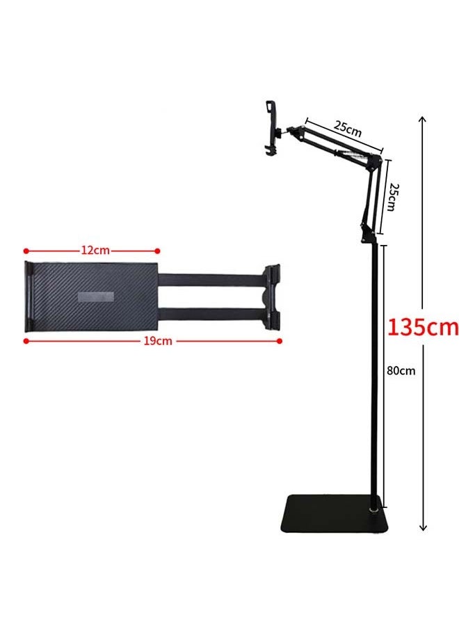 Generic - Pad Tablet Holder for Bed - Arm Height Adjustable Tablet Floor Stand Metal 360° Rotating Pad Clamp Mount for Pad, Kindle Reading and Other 4.7~12.9'' Phones and Tablets - Image 1