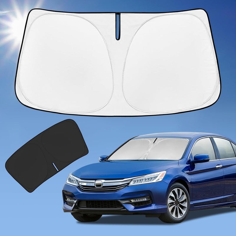 ZOIBV for Honda Accord 9th Gen 2013-2017 Sun Shade Sunshade Windshield Cover, 4-Layer Front Window Shade Custom Fit Accord Sun Visor Shield 240T Foldable Shade Blocks UV Rays Cooler Car Accessories - Image 1