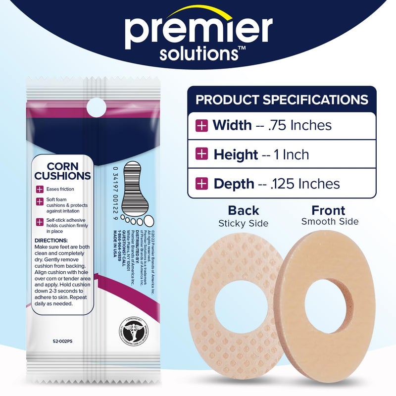 Premier Solutions Corn Cushions for Feet, Self-Stick Adhesive Foot Care Cushions to Pad and Protect Corns, 54 Count (6 Packs of 9) - Image 2