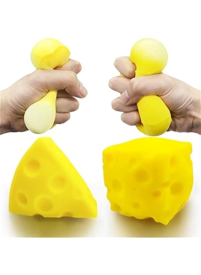 Stress Balls for Kids and Adults Sensory Stress Toys (2PCS) Cheese Stress Toys Squishy Stress Ball Fidget Toys Stress Relief Toy Party Favors Squeeze Ball Autism Sensory Toys for Autistic Children - Image 1