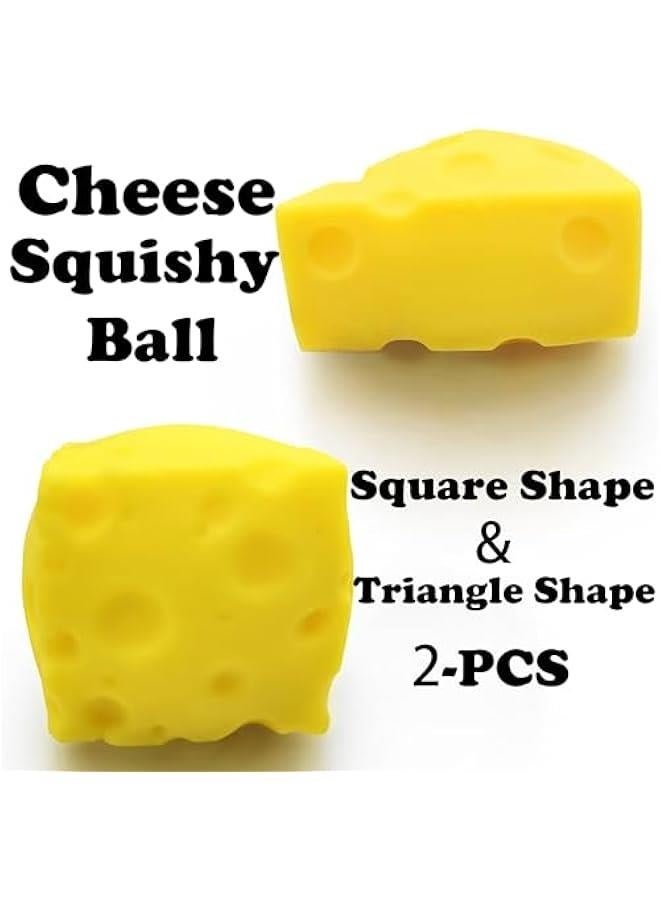 Stress Balls for Kids and Adults Sensory Stress Toys (2PCS) Cheese Stress Toys Squishy Stress Ball Fidget Toys Stress Relief Toy Party Favors Squeeze Ball Autism Sensory Toys for Autistic Children - Image 2