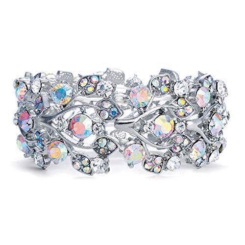 Mariell Aurora Borealis Crystal Stretch Bracelet, One Size Fits Most for Prom, Bridesmaids, and Weddings - Image 1