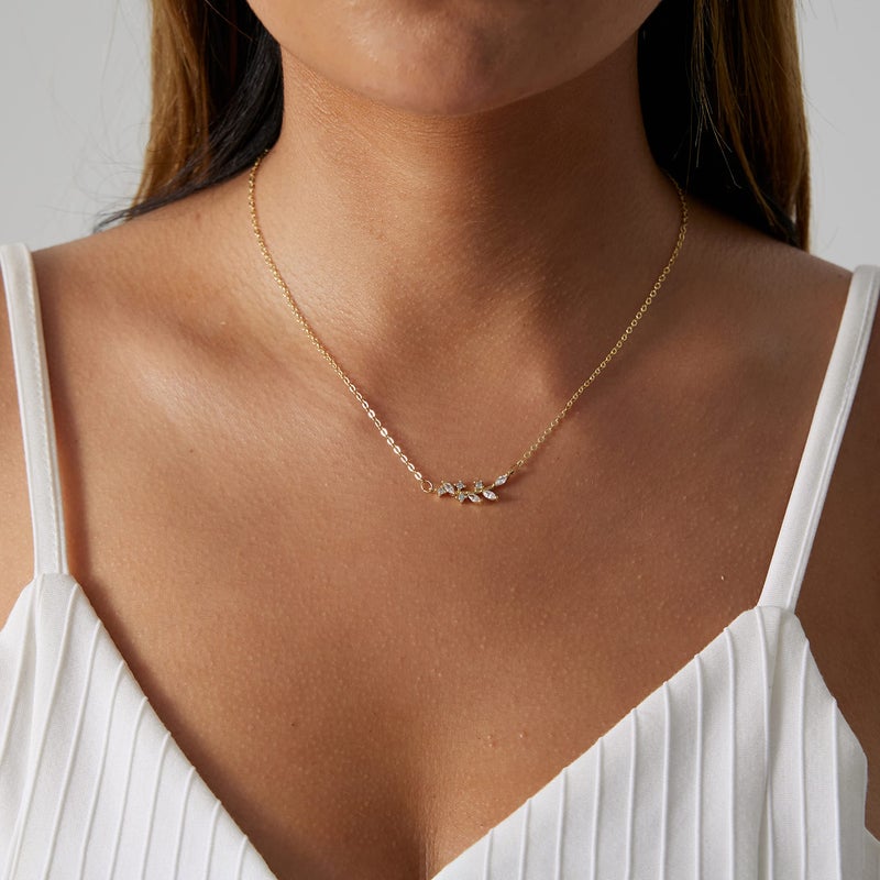 ASCOMY Dainty CZ Olive Leaf Pendant Necklace 14k Gold Plated Delicate Cute Cubic Zirconia Olive Branch Leaf Pendant Simple Jewelry Link Chain Nacklace for Women Personalized - Image 4