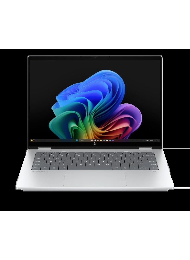 HP OmniBook X Flip 14-fm0047nr 2-in-1 - Next Gen AI Laptop With  14 Inch 2K Touchscreen Display, Intel Core Ultra 7 256V Processor/16GB RAM DDR5/512GB SSD/Windows 11 Pro/English Keyboard,  + Life Time Office 2024 Glacier Silver - Image 1
