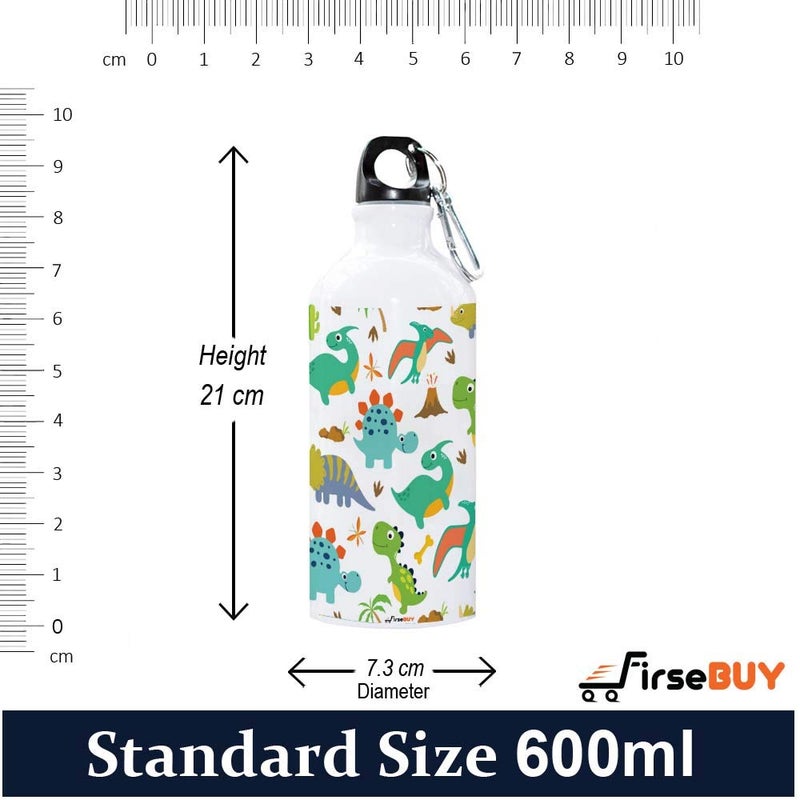 FirseBUY Boys and Girls Cartoon Dinosaurs Aluminum BPAFree and EcoFriendly Water Bottle White 600 ml Pack of 1 - Image 4
