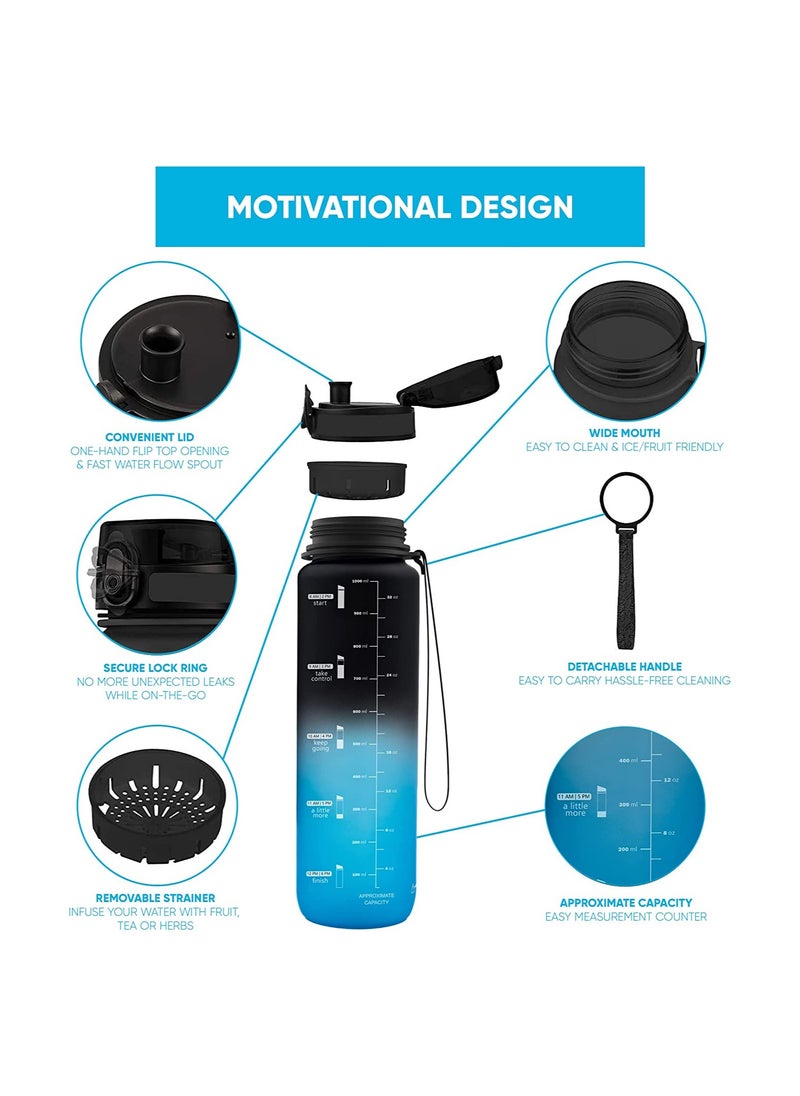LA' PRECIOUS - LA' PRECIOUS 1L Water Bottle for Adults and Kids - USA Tritan Material Non-Toxic BPA Free - Fast Flow - Flip Top Leak Proof Lid and One Click Open - Image 1