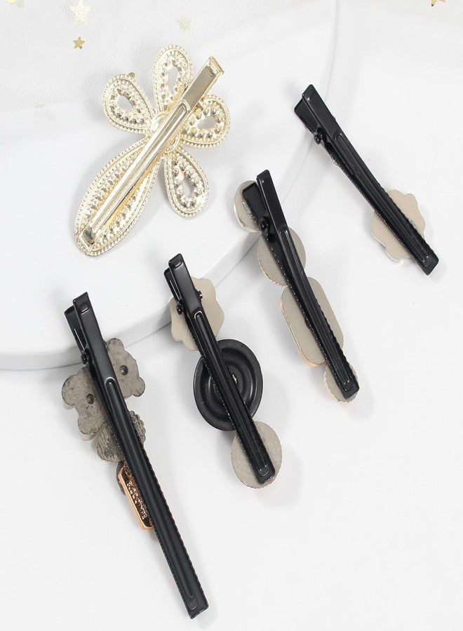 Merdia Simulated Pearl Hair Clips for Women | Unique Patterns & Shapes Barrettes for Thick Hair | Hair Barrettes for Women, Short Hair Accessories | Alligator Bobby Clips for Hair (Golden & Black) - Image 4