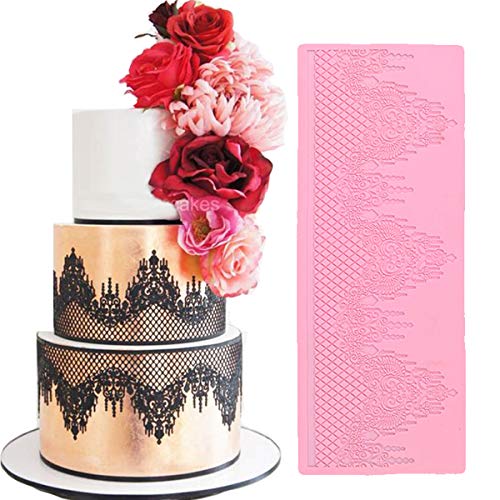 Anyana Novelty Giant jewels edible Lace mat Silicone imprint Mold Sugarcraft Wedding Cake Decorating Tools Impression Gumpaste Tool Kitchen chocolate Sugar Baking Mould Cookie chandelilac - Image 1