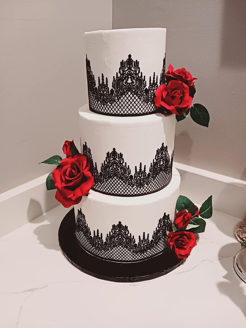 Anyana Novelty Giant jewels edible Lace mat Silicone imprint Mold Sugarcraft Wedding Cake Decorating Tools Impression Gumpaste Tool Kitchen chocolate Sugar Baking Mould Cookie chandelilac - Image 5
