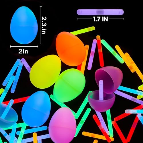 rosulasi 120 Pcs Glow in The Dark Easter Eggs with 120 Mini Glow Sticks Easter Theme Decorations Supplies - Image 5
