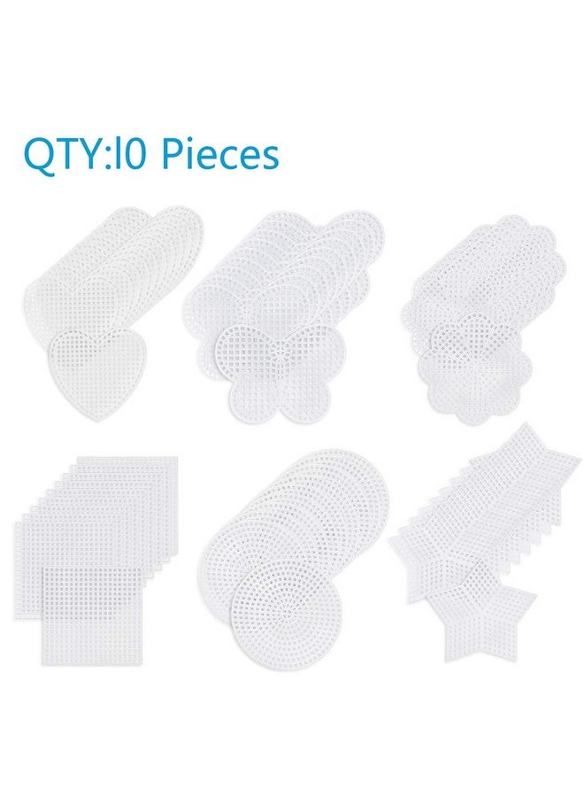 بليلي مجموعة قماش شبكي بلاستيكي من Pllieay مكونة من 60 قطعة تتضمن 6 أشكال من قماش بلاستيكي شفاف مقاس 3 بوصات، و12 لونًا من خيوط الأكريليك وأدوات للتطريز والحرف اليدوية على القماش البلاستيكي، ومشاريع الحياكة والكروشيه - Image 3