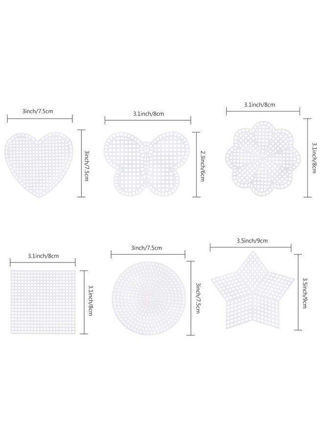 بليلي مجموعة قماش شبكي بلاستيكي من Pllieay مكونة من 60 قطعة تتضمن 6 أشكال من قماش بلاستيكي شفاف مقاس 3 بوصات، و12 لونًا من خيوط الأكريليك وأدوات للتطريز والحرف اليدوية على القماش البلاستيكي، ومشاريع الحياكة والكروشيه - Image 2