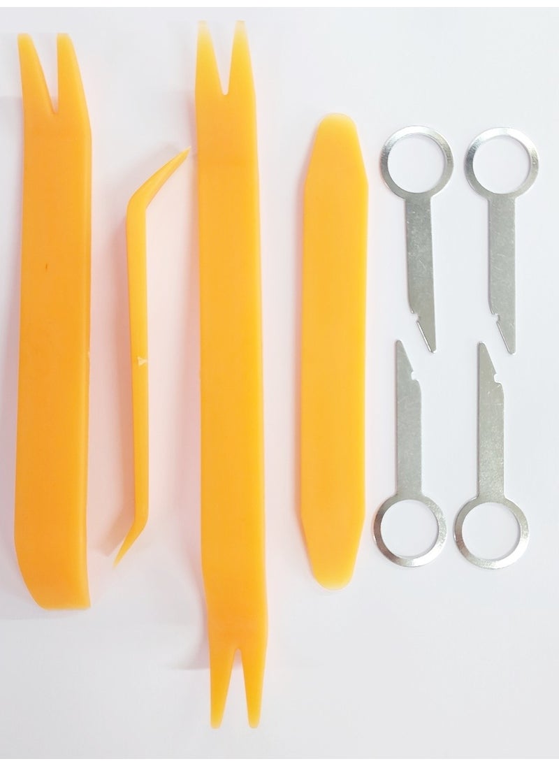 Autoline 8 Piece Trim Tape Removal Set (Removal Tools are Hard ABS Material) Tape, Door, Upholstery Removal Set 