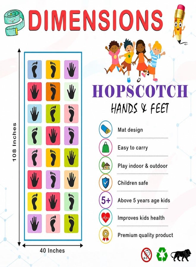 KHAMKARI Hopscotch Game | Jumbo Kids Play Mat (40" x 108") | Kith-Kith, Stapu, Langdi, Ekka Dukka, Paandi, Kunte Bille | Unique Balancing Game | Large Size Mat for Kids 3+Years and up - Image 4