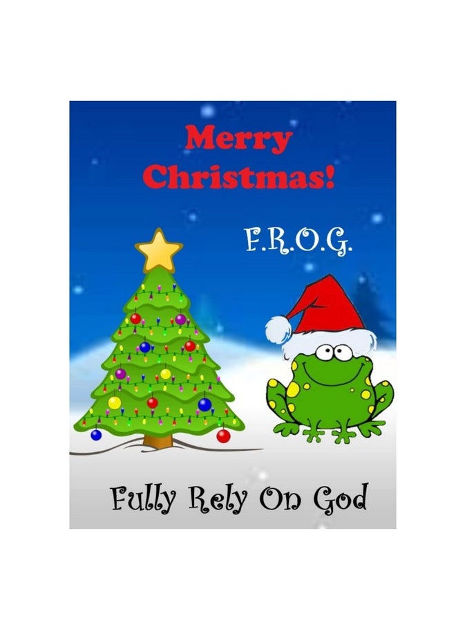 biblebanz - Merry Christmas Fully Rely On God Frog Bulk Activity Bible Tracts (100 Count) F.R.O.G. Message, Heartfelt Prayer, Perfect For Church Celebrations, Christian Bible Tracts For Kids - Image 1