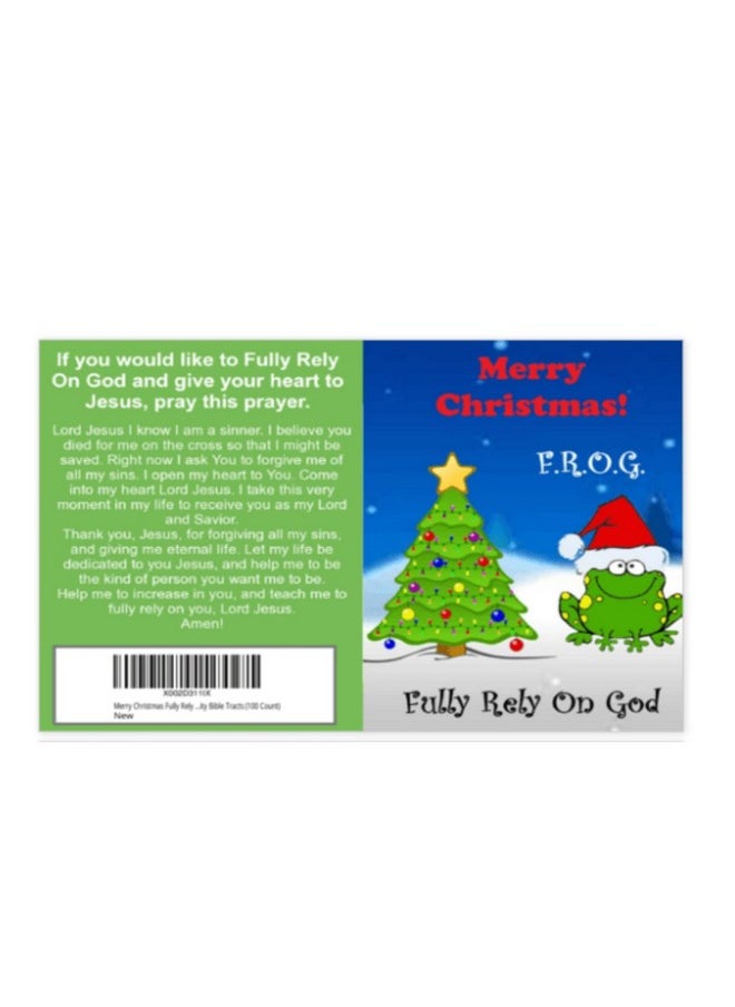 biblebanz - Merry Christmas Fully Rely On God Frog Bulk Activity Bible Tracts (100 Count) F.R.O.G. Message, Heartfelt Prayer, Perfect For Church Celebrations, Christian Bible Tracts For Kids - Image 1