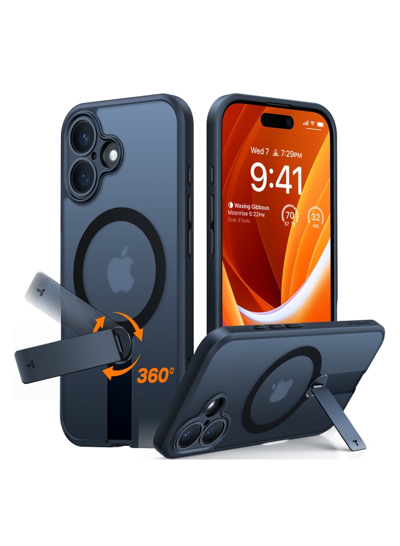 TORRAS Magnetic 360°Stand Case for iPhone 16 Case, Full Camera Protection, Fit for MagSafe,16FT Mil-Grade Drop Protection, Slim Frosted Case for 16 iPhone Phone Case with Kickstand (6.1"), Black Black - Image 1