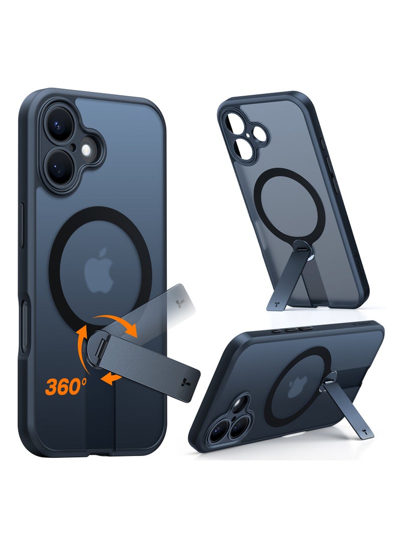 TORRAS Magnetic 360°Stand Case for iPhone 16 Case, Full Camera Protection, Fit for MagSafe,16FT Mil-Grade Drop Protection, Slim Frosted Case for 16 iPhone Phone Case with Kickstand (6.1"), Black Black - Image 2