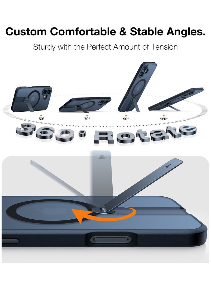 TORRAS Magnetic 360°Stand Case for iPhone 16 Case, Full Camera Protection, Fit for MagSafe,16FT Mil-Grade Drop Protection, Slim Frosted Case for 16 iPhone Phone Case with Kickstand (6.1"), Black Black - Image 3