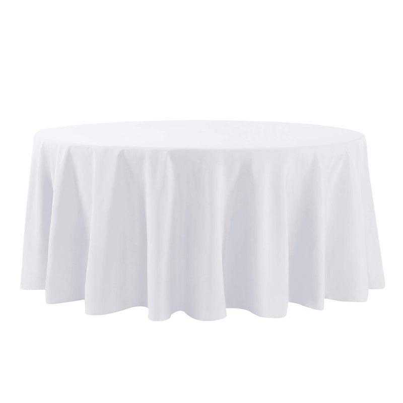 Cupuamon 132 inch Round Tablecloth Washable Polyester Table Cloth Decorative Table Cover for Wedding Party Dining Banquet(132 inch White) - Image 2