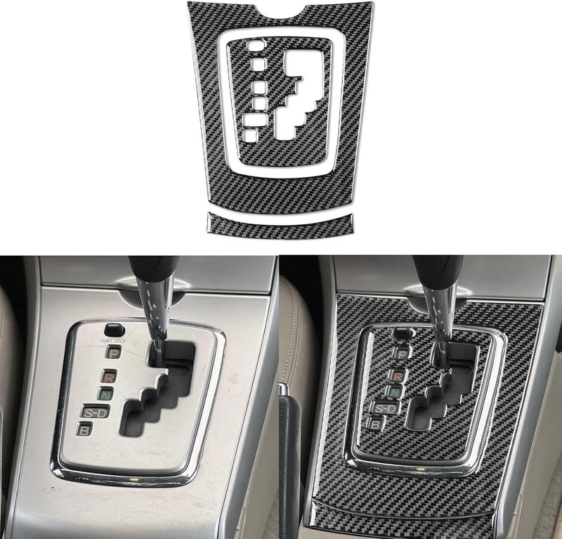 PJFUS Real Premium Carbon Fiber Car Center Console Gear Shift Box Transmission Panel Cover Sticker Set Auto Interior Accessories Compatible with Toyota Corolla 2009 2010 2011 2012 2013 Black - Image 1