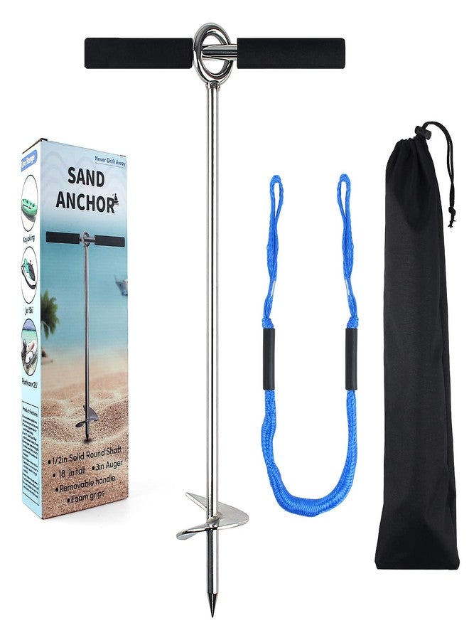 VEITHI Sand Anchor for Boat 18 inch,Chromium-Plated Steel Beach Anchor with Removable Handle and Bungee Dock Line, Suit to Fixed the Boat,Jet Skis, Pontoon, Kayak,PWC etc. - Image 1