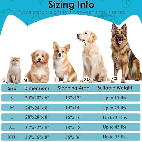 Hoewina Dogs Bed for Small Dogs AntiAnxiety Washable Round Bed Light Blue 240 L x 240 W x 80 Th - Image 3