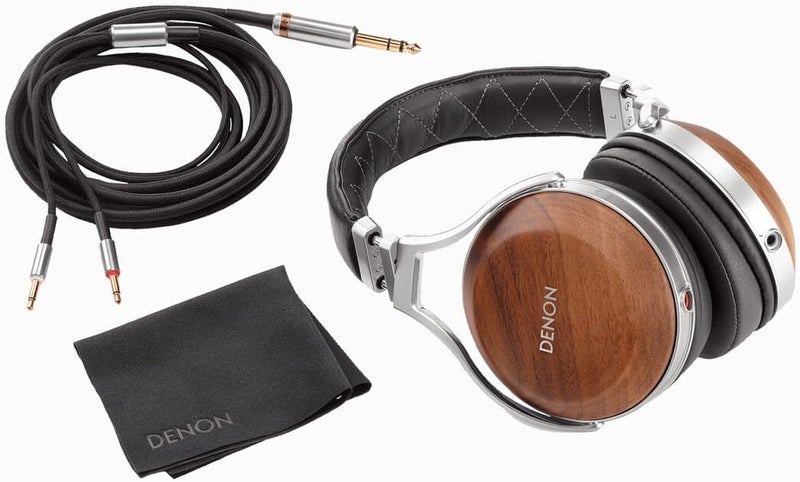 Denon Ah-d7200 Premium Over-Ear Headphones with Zebra Wood Ear Cups, Hi-Fi Hi-Res Audio, 50mm FreeEdge Driver, Brown - Image 1