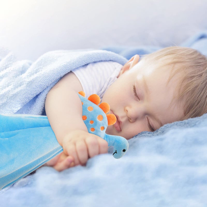 Pro Goleem Dinosaur Security Blanket Soft Loveys for Babies for Boys and Girls Newborn Lovie Infant Blankie Snuggle Toy Stuffed Animal Baby Gifts Blue 14 Inch - Image 2