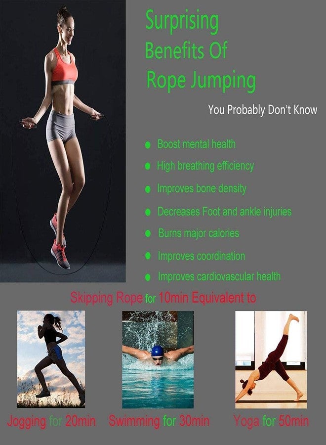 حبل قفز فيرست فيت، حبل قفز سريع وخالٍ من التشابك مزود بمحامل كروية للنساء والرجال والأطفال، حبل قفز فولاذي قابل للتعديل بمقابض إسفنجية - أسود - Image 3