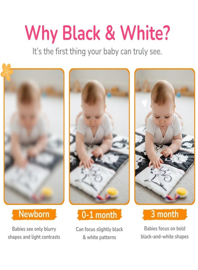 Tidy Sleep High Contrast Sensory Mat for Babies | Black & White Newborn Play Mat for Tummy Time, Vision Stimulation & Brain Development | Soft Cloth Activity Mat 0-12 Months (Animals) - Image 5