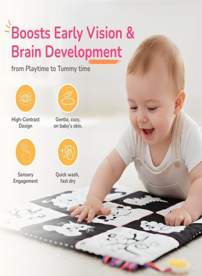 Tidy Sleep High Contrast Sensory Mat for Babies | Black & White Newborn Play Mat for Tummy Time, Vision Stimulation & Brain Development | Soft Cloth Activity Mat 0-12 Months (Animals) - Image 2