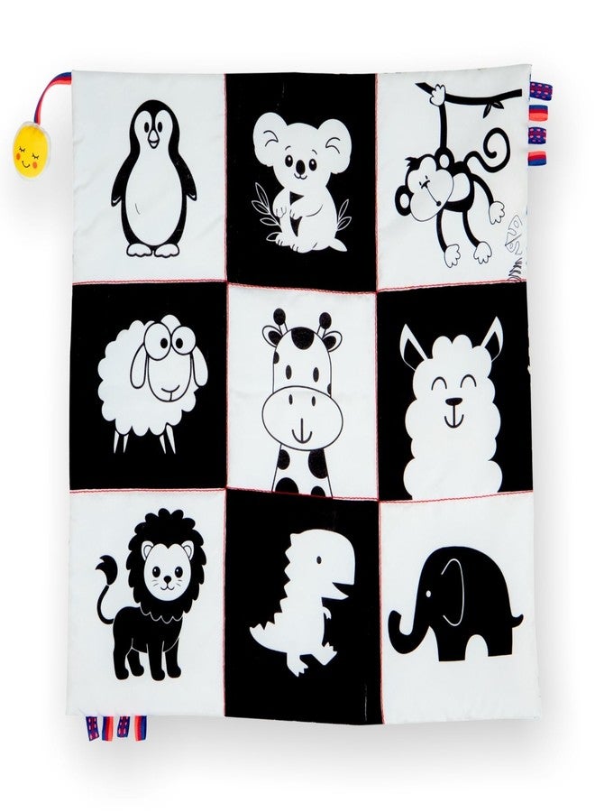 Tidy Sleep High Contrast Sensory Mat for Babies | Black & White Newborn Play Mat for Tummy Time, Vision Stimulation & Brain Development | Soft Cloth Activity Mat 0-12 Months (Animals) - Image 1