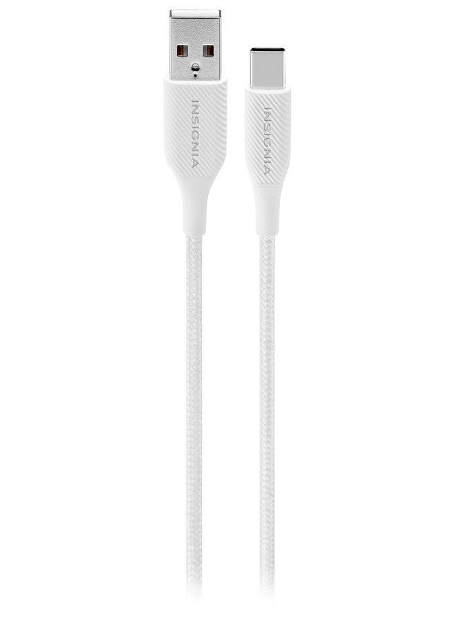INSIGNIA 6 ft. USB-A to USB-C Charge-and-Sync Braided Cable, Type-C for iPhone 15 Series, iPad Mini 6 / Pro, MacBook Pro, Samsung Galaxy S23, Switch, White Moon Grey - Image 5