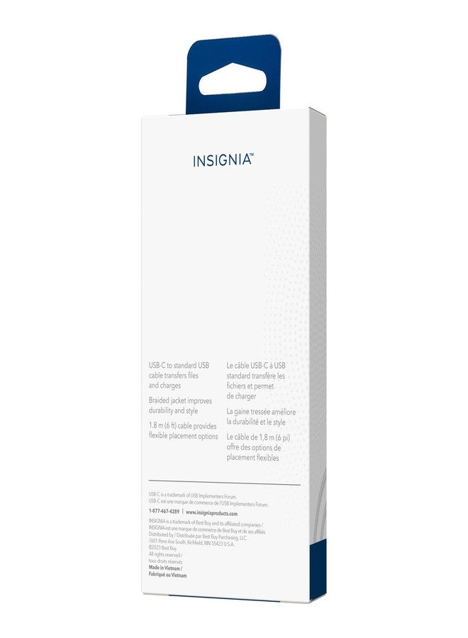 INSIGNIA 6 ft. USB-A to USB-C Charge-and-Sync Braided Cable, Type-C for iPhone 15 Series, iPad Mini 6 / Pro, MacBook Pro, Samsung Galaxy S23, Switch, White Moon Grey - Image 4