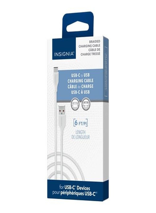INSIGNIA 6 ft. USB-A to USB-C Charge-and-Sync Braided Cable, Type-C for iPhone 15 Series, iPad Mini 6 / Pro, MacBook Pro, Samsung Galaxy S23, Switch, White Moon Grey - Image 3