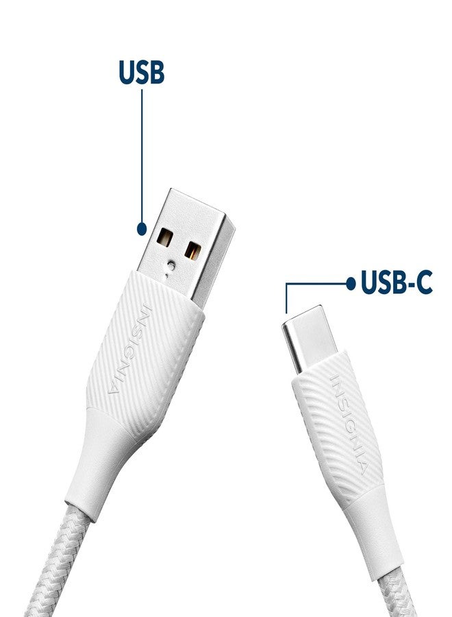 INSIGNIA 6 ft. USB-A to USB-C Charge-and-Sync Braided Cable, Type-C for iPhone 15 Series, iPad Mini 6 / Pro, MacBook Pro, Samsung Galaxy S23, Switch, White Moon Grey - Image 2
