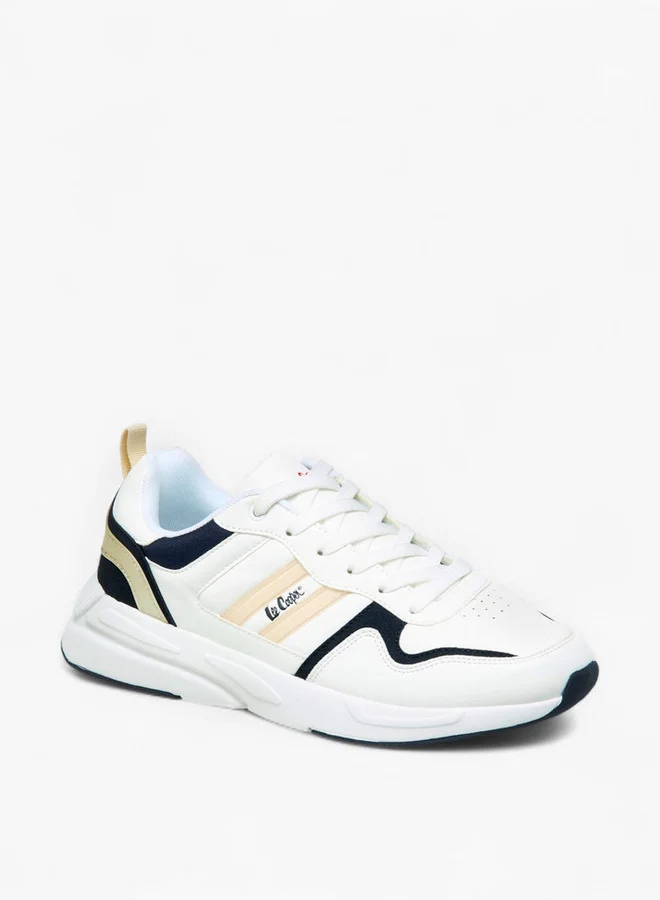 لي كوبر Men's Panelled Lace-Up Sneakers with Pull Tabs
