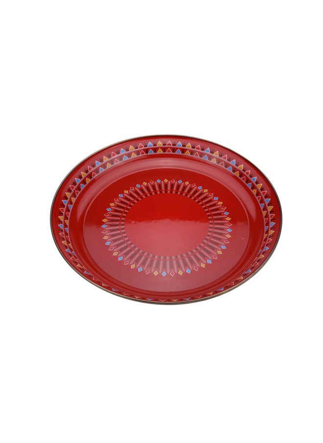 AL SANIDI Al-Qatt Al-Asiri Inscription Chinko plate, Al-Qatt Al-Asiri Chinko plate, Red, 40 Cm  - Image 2