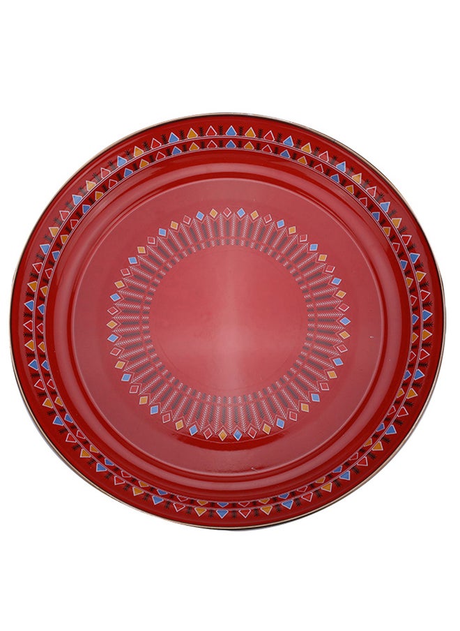 AL SANIDI Al-Qatt Al-Asiri Inscription Chinko plate, Al-Qatt Al-Asiri Chinko plate, Red, 40 Cm  - Image 1