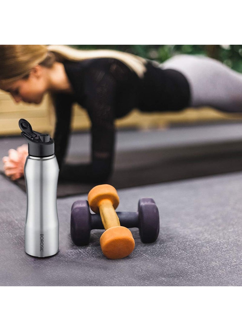 BOROSIL Borosil Hydra GripnSip Stainless Steel 1000 ml Water Bottle  Single Wall Leakproof BPA Free Bottle for Office School College  Gym  Silver Pack of 4  - Image 3