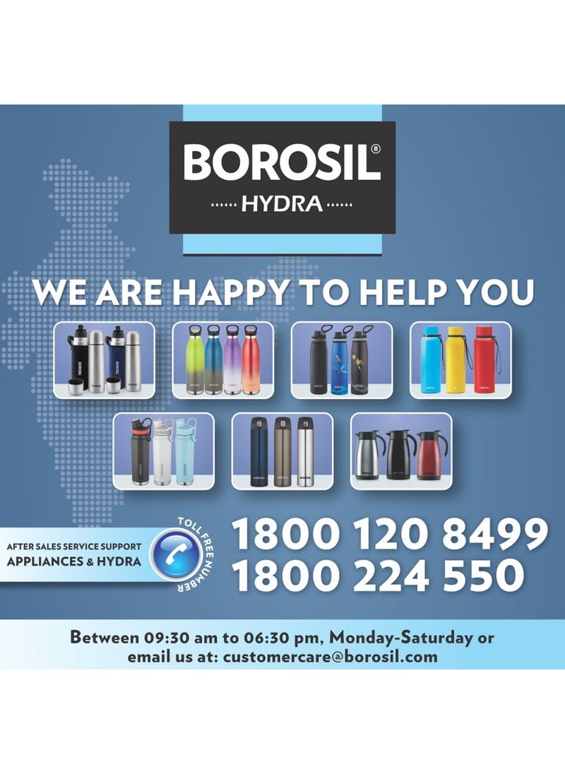 BOROSIL Borosil Hydra GripnSip Stainless Steel 1000 ml Water Bottle  Single Wall Leakproof BPA Free Bottle for Office School College  Gym  Silver Pack of 4  - Image 5
