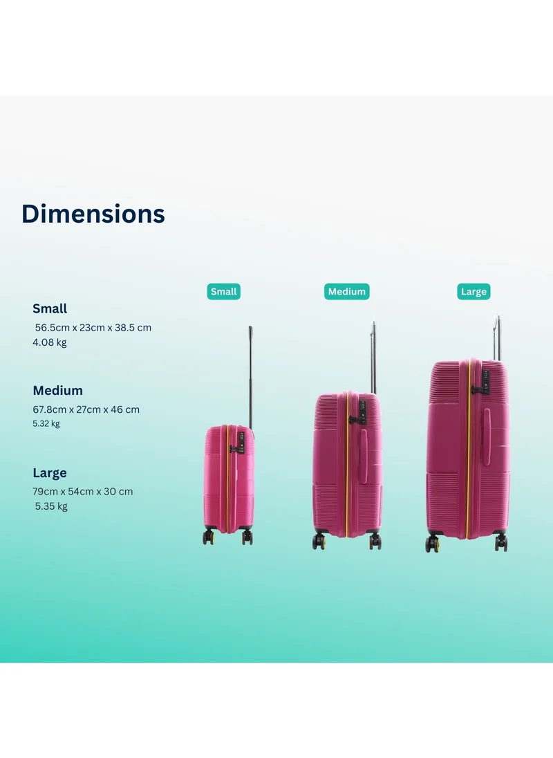 NATIONAL GEOGRAPHIC National Geographic Cavern Check-In Medium PP Hardside Luggage Fuchsia Pink, Durable/ Unbreakable/ Lightweight/ Anit-theft Zipper/ 4 Double Wheel TSA Lock Suitcase Trolley Bag (60 cm/ 24 Inch).